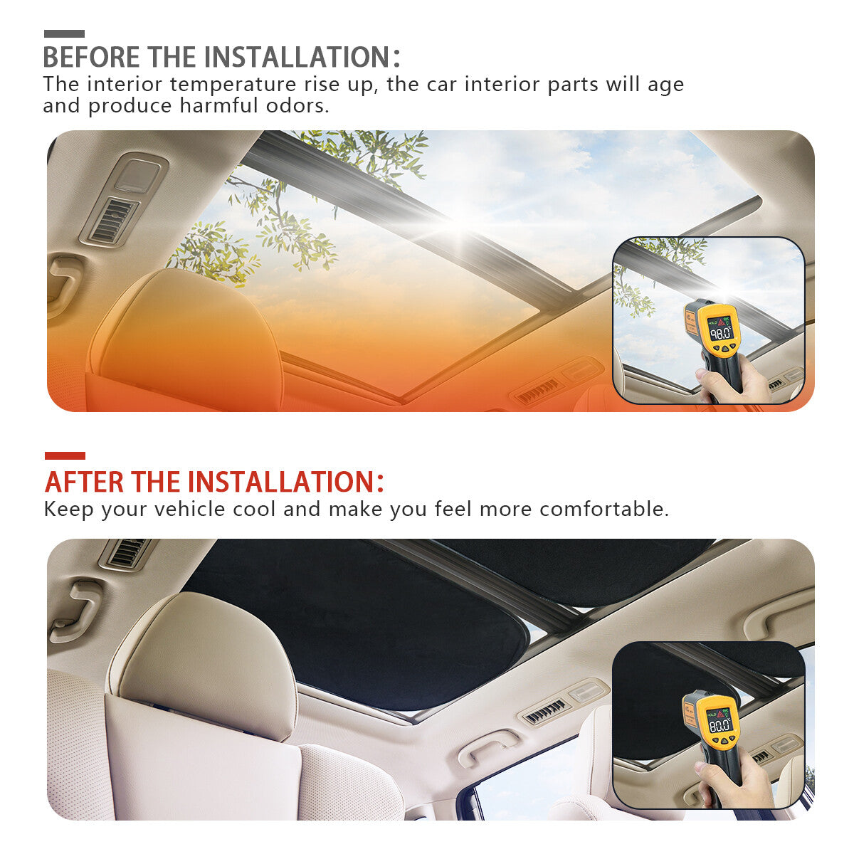 2x Car Sunroof Sun Shade Foldable Cover fits for MINI Cooper R54 R55 R56 R60 F55 F56