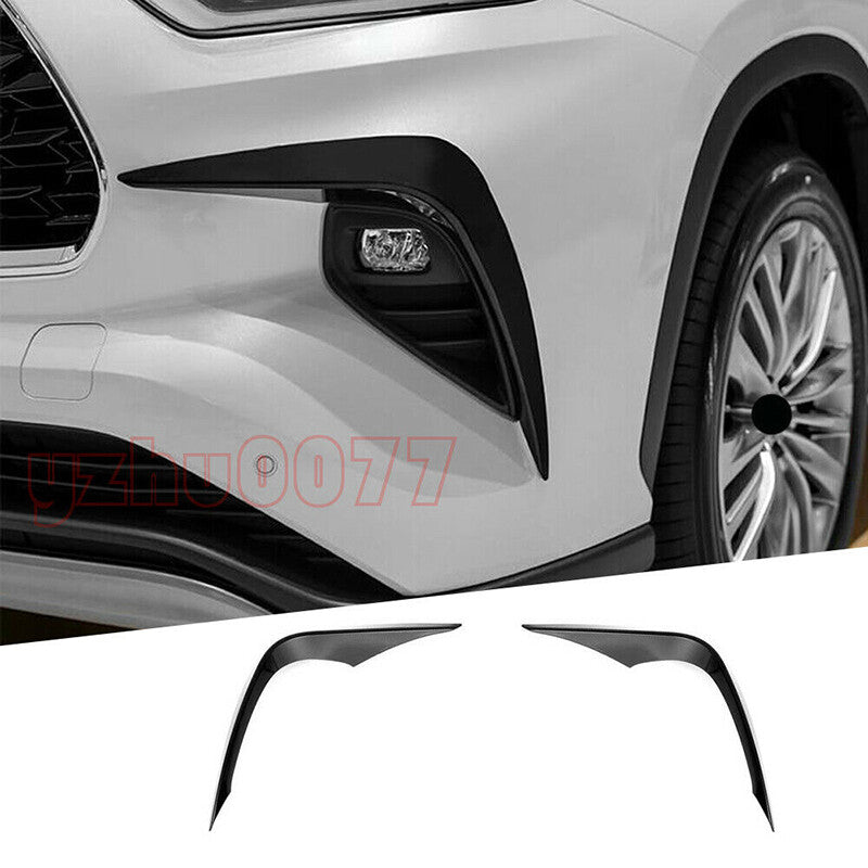 for Toyota Highlander 2020-2023 Glossy Black Front Fog Lights Eyebrow Wind Knife