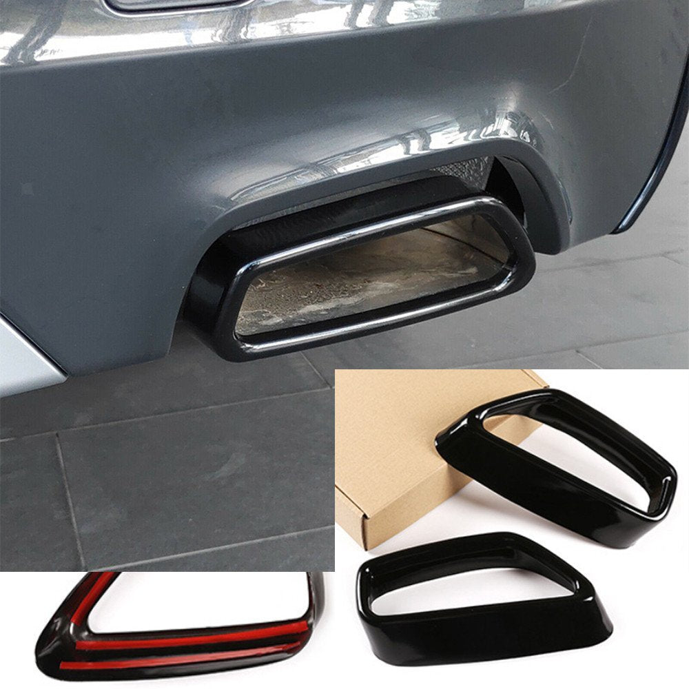 2¡ÁSteel Black Exhaust Muffler Tail Pipe Cover for BMW 5 Series G30 G38 2018-2022