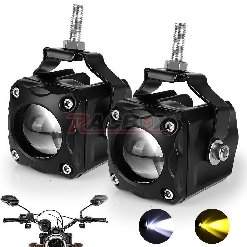 2X Motorcycle Yellow White High/Low LED Spot Light Driving Fog Headlight ATV UTV
