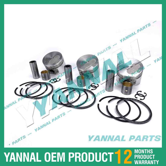 3-piece piston pack with piston rings + 0.5 mm for Yanmar 3TNV66 engine (oversized)