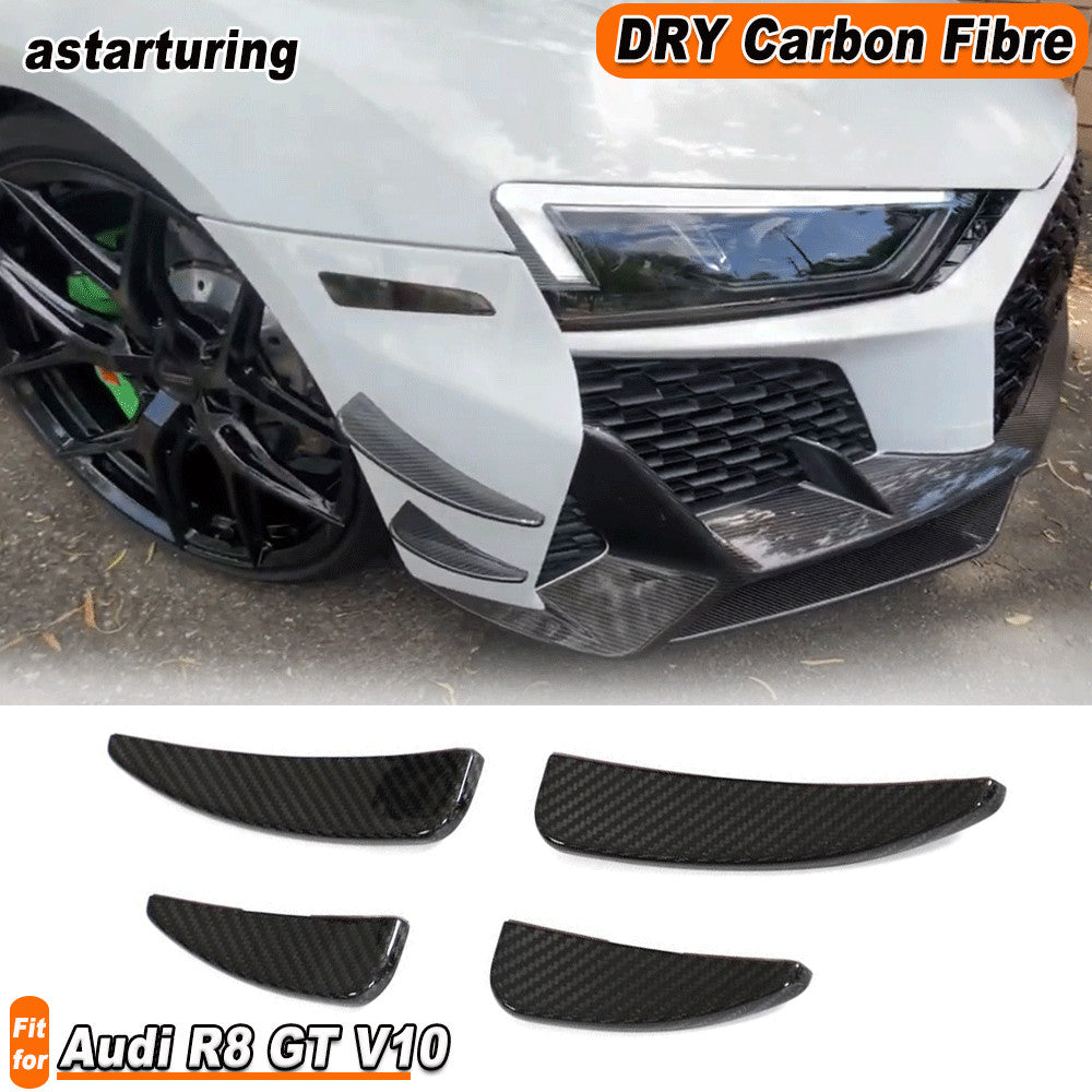 for Audi R8 GT V10 2022-2024 Dry Carbon Front Bumper Fins Canards Lip Splitters