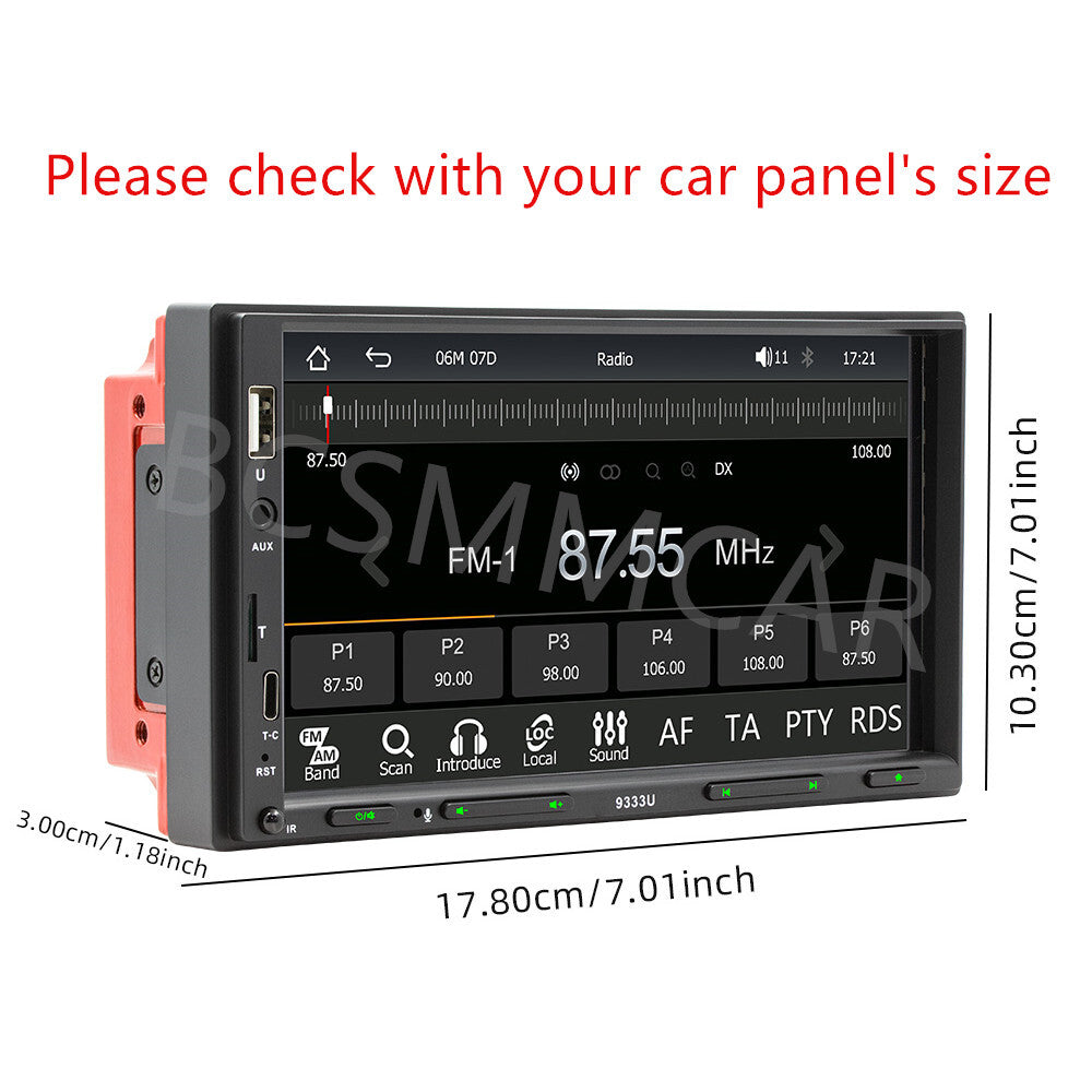 7 2DIN Car Stereo Radio Bluetooth Touchscreen TF USB AUX-IN FM Video MP5 Player