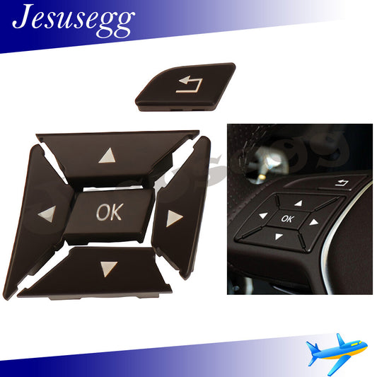 Left Steering Wheel Control Menu Switch Button Cover for Mercedes C Class Brown