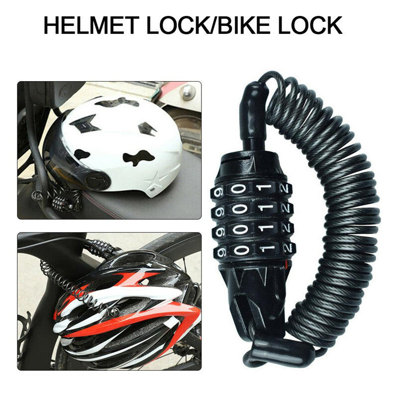 Motobike Steel Wire Cable Tough Combination Security Password Helmet Lock Black