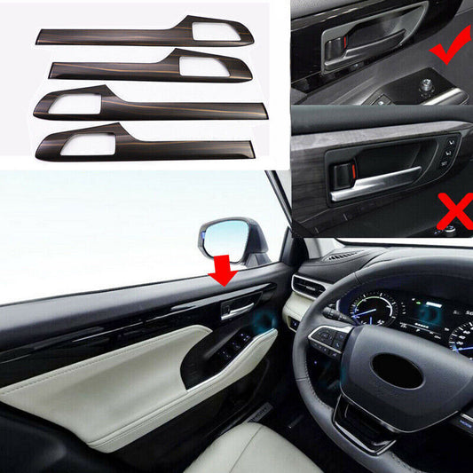 4Wood Grain Inner Door Molding Cover Trim Strip for Toyota Highlander 2020-2024