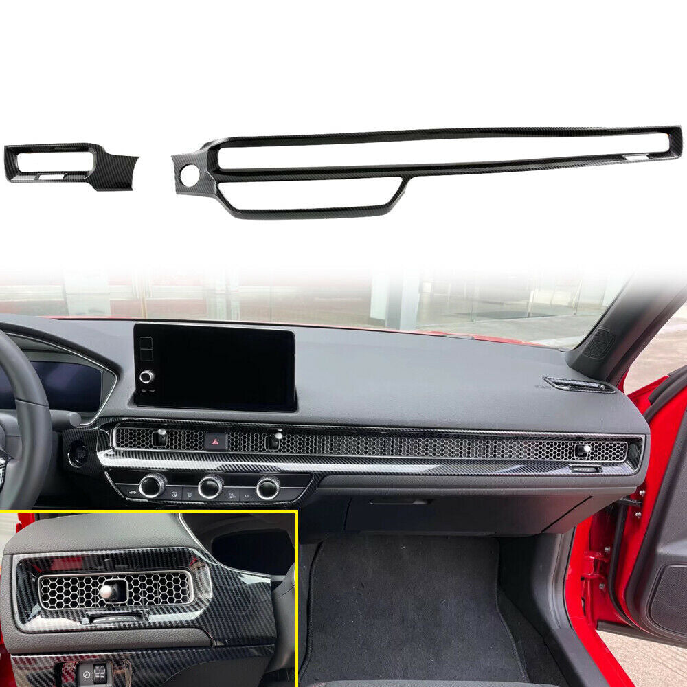 for Honda for Civic 2022-2023 Carbon fiber ABS Center console trim strip Decor cover