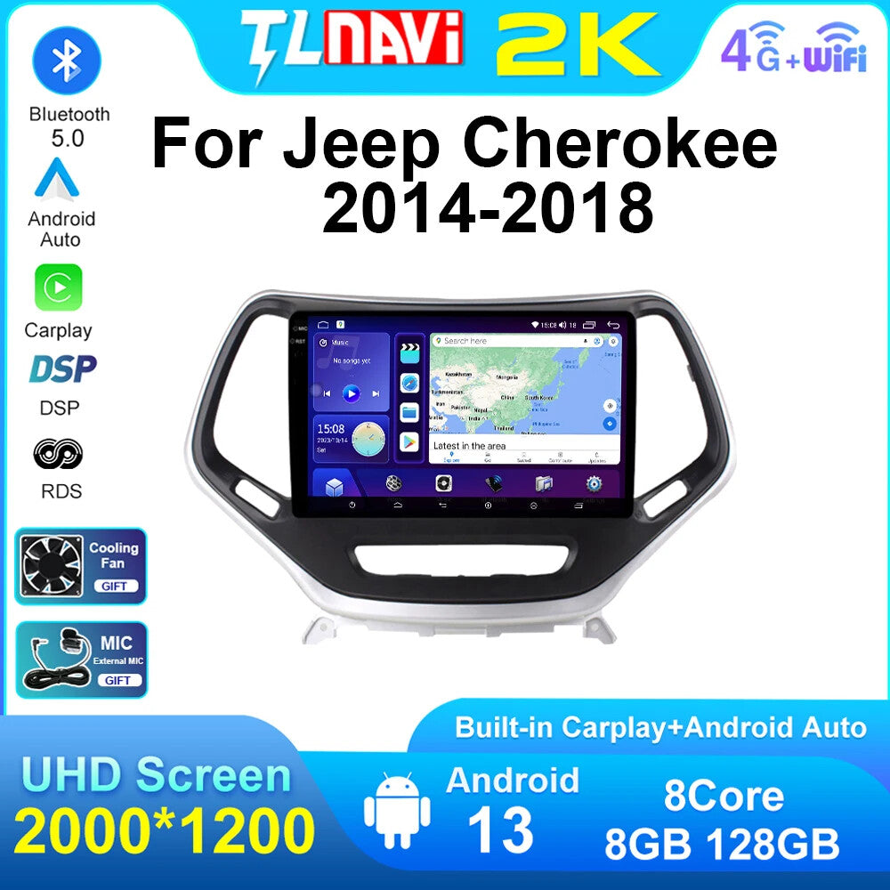 for Jeep Cherokee 2014-2018 CarPlay Car Radio Multimedia GPS Stereo Video Player