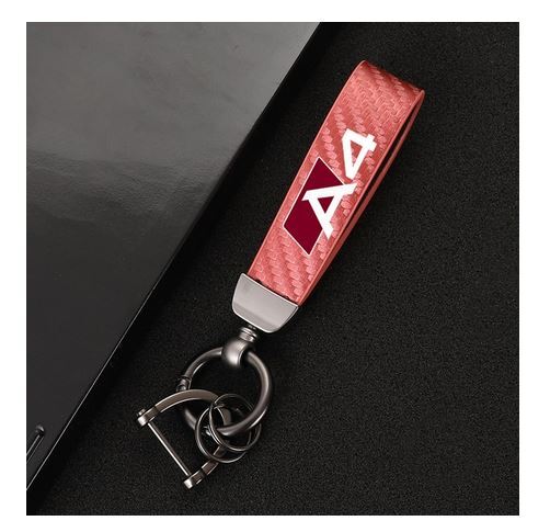 Carbon fiber black and red car keychain/key ring with horseshoe buckle for Audi A7