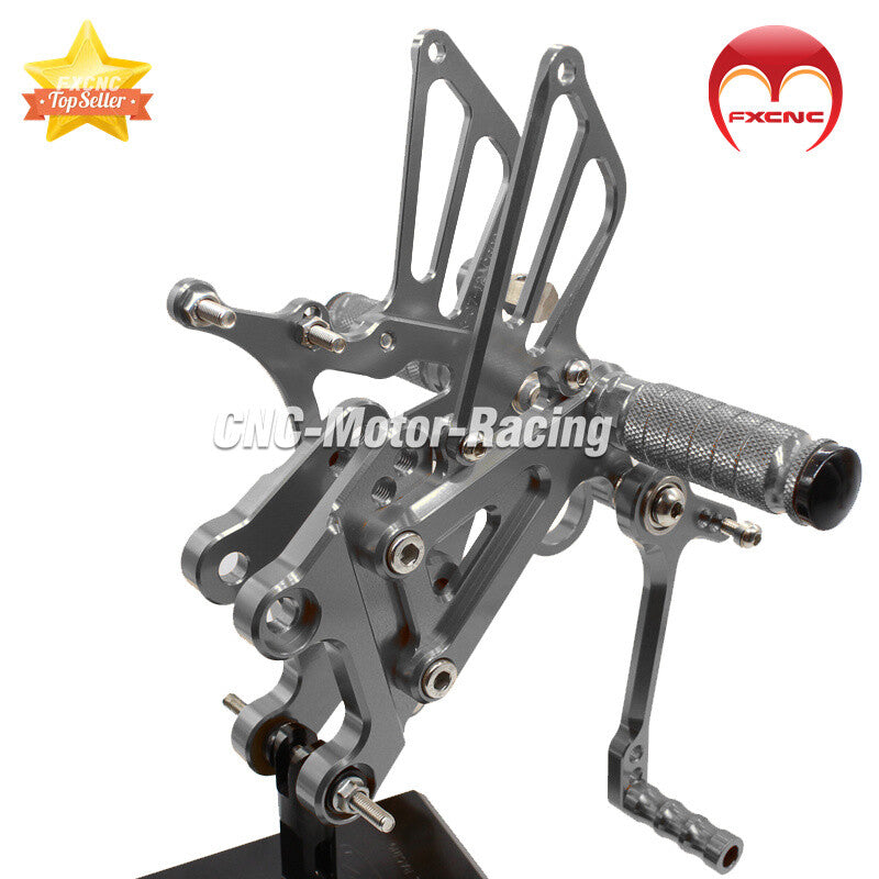 CNC geared footrest suitable for YZF R125 MT125 2008-2013 models with rear pedal derailleur.