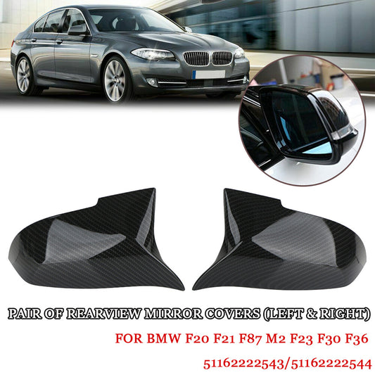2-Piece Rearview Mirror Cover/Flange for BMW F20 F21 F30 F32 F36 X1 M3 Carbon Fiber