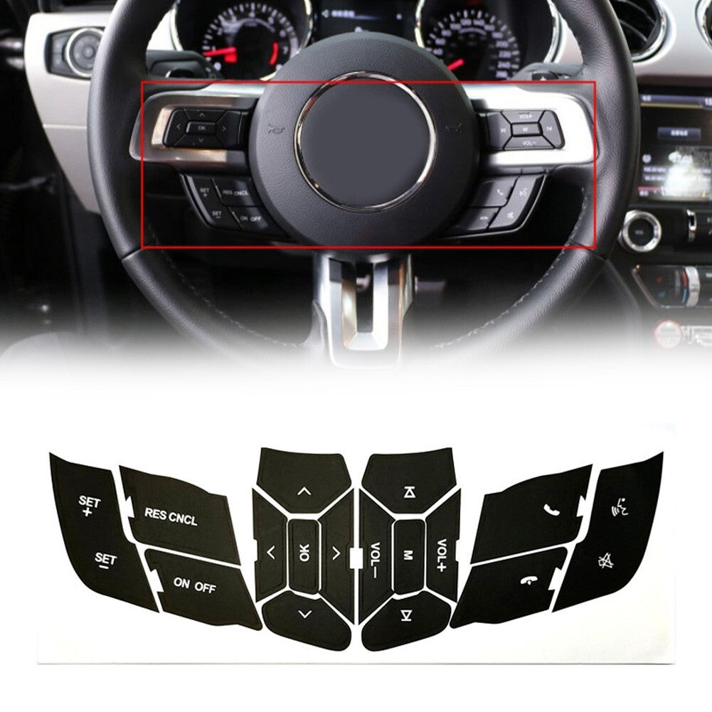Black Button Repair Decals for FORD for MUSTANG Steering Wheel 2015 2018