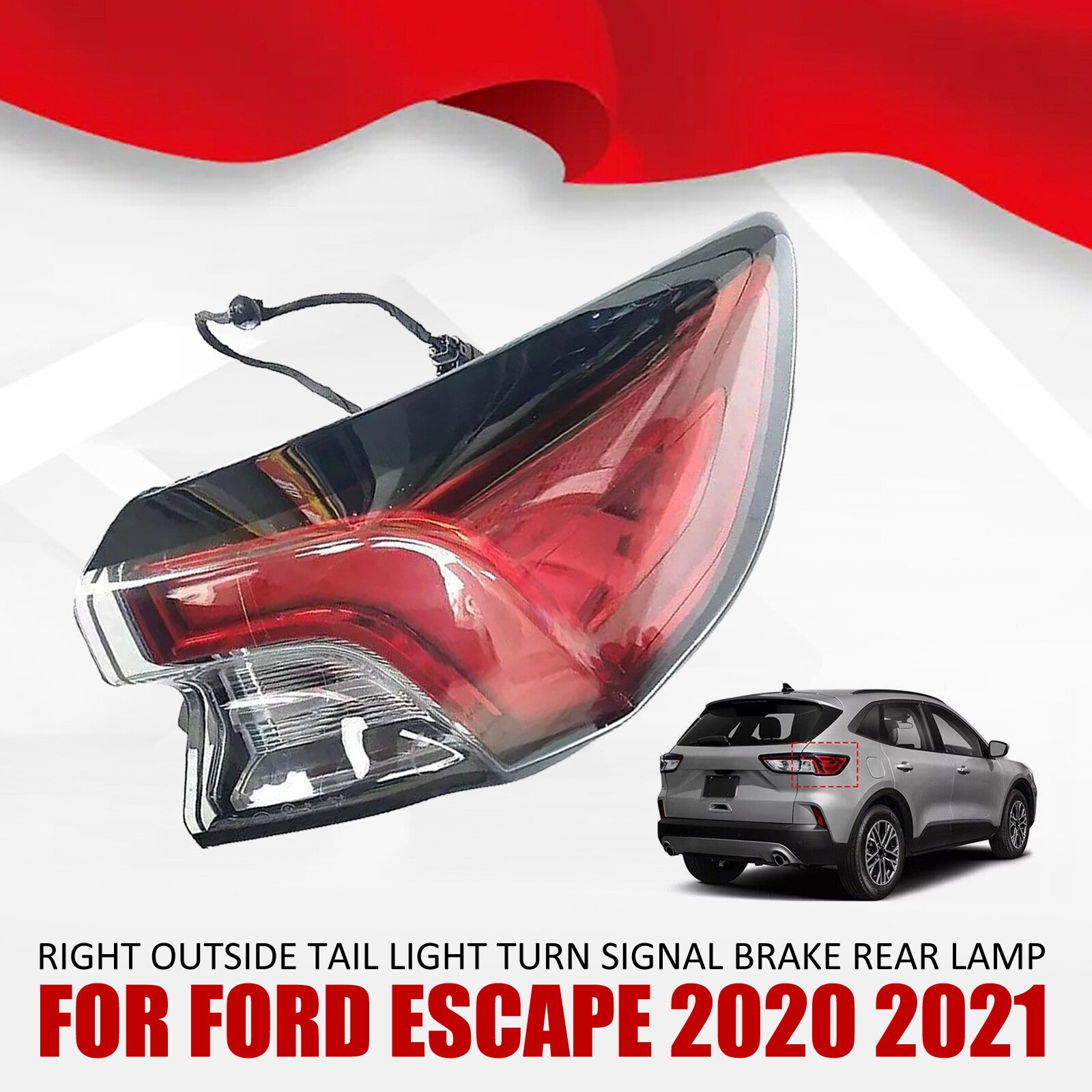Right Outside Tail Light Turn Signal Brake Rear Lamp for Ford Escape 2020 2021zG