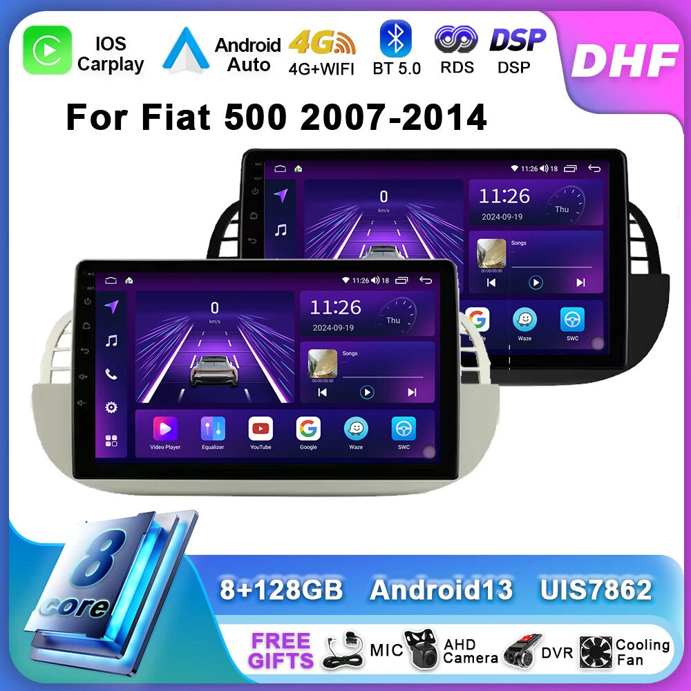 Android Auto Car Radio for FIAT 500 GPS System Multimedia Video Player 4G Screen