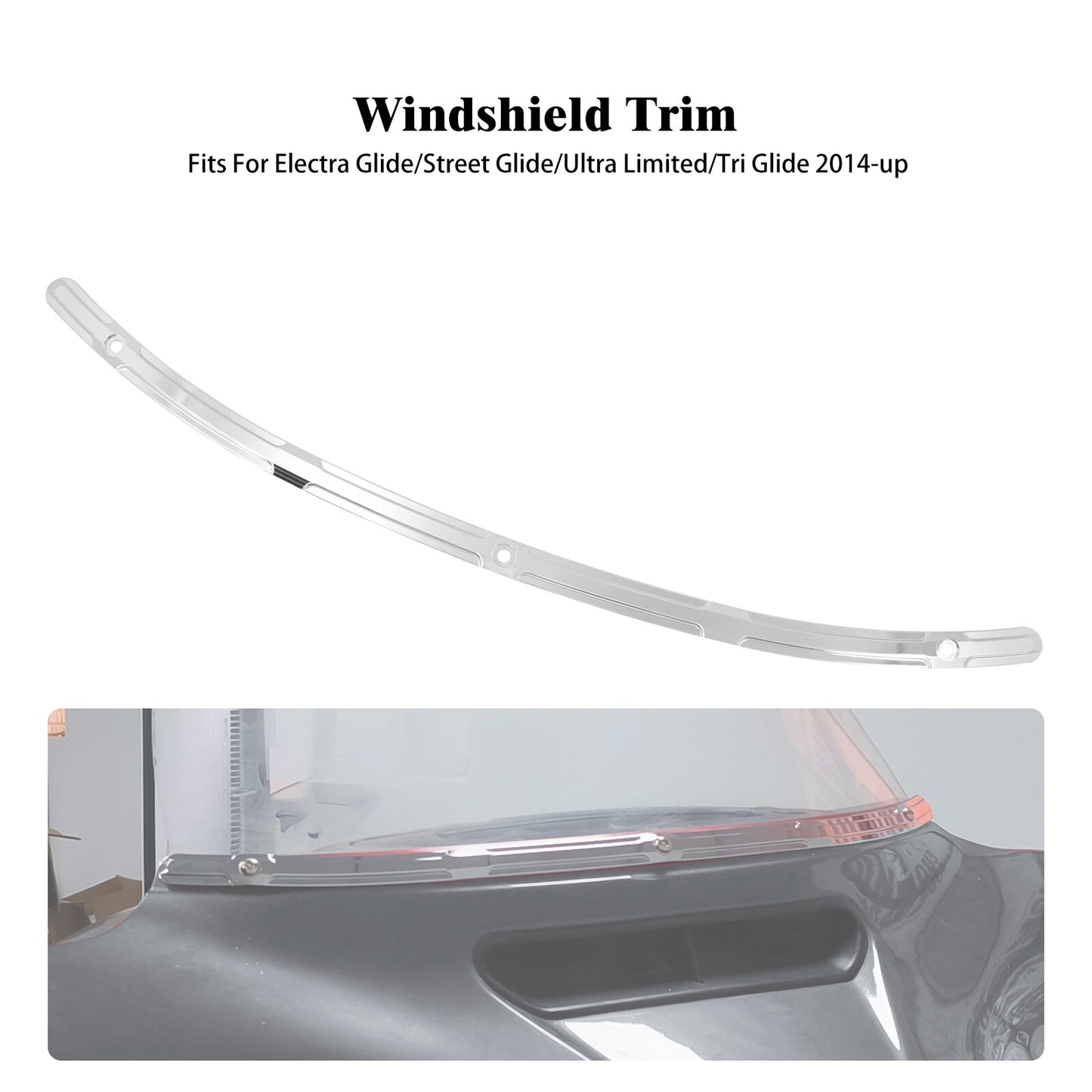 Chrome Cut Reised Windshield Trim for Harley Touring Electra Street Glide 14-23