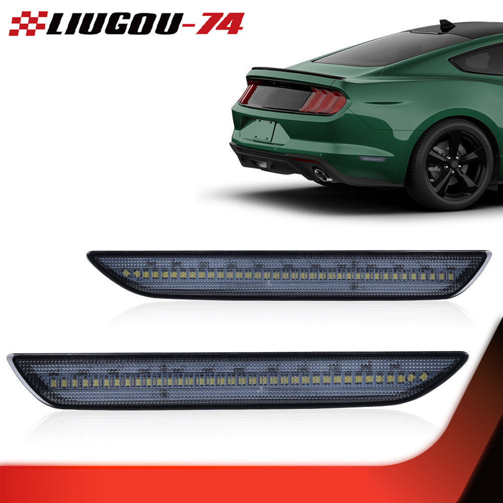 Suitable for 2015-22 for Ford for Mustang,white LED rear side marker lights, dark smoked.