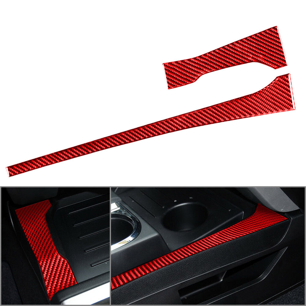 Gear Shift Side Panel Stripe Trim for Toyota Tundra 2014-2021 Carbon Fiber Red