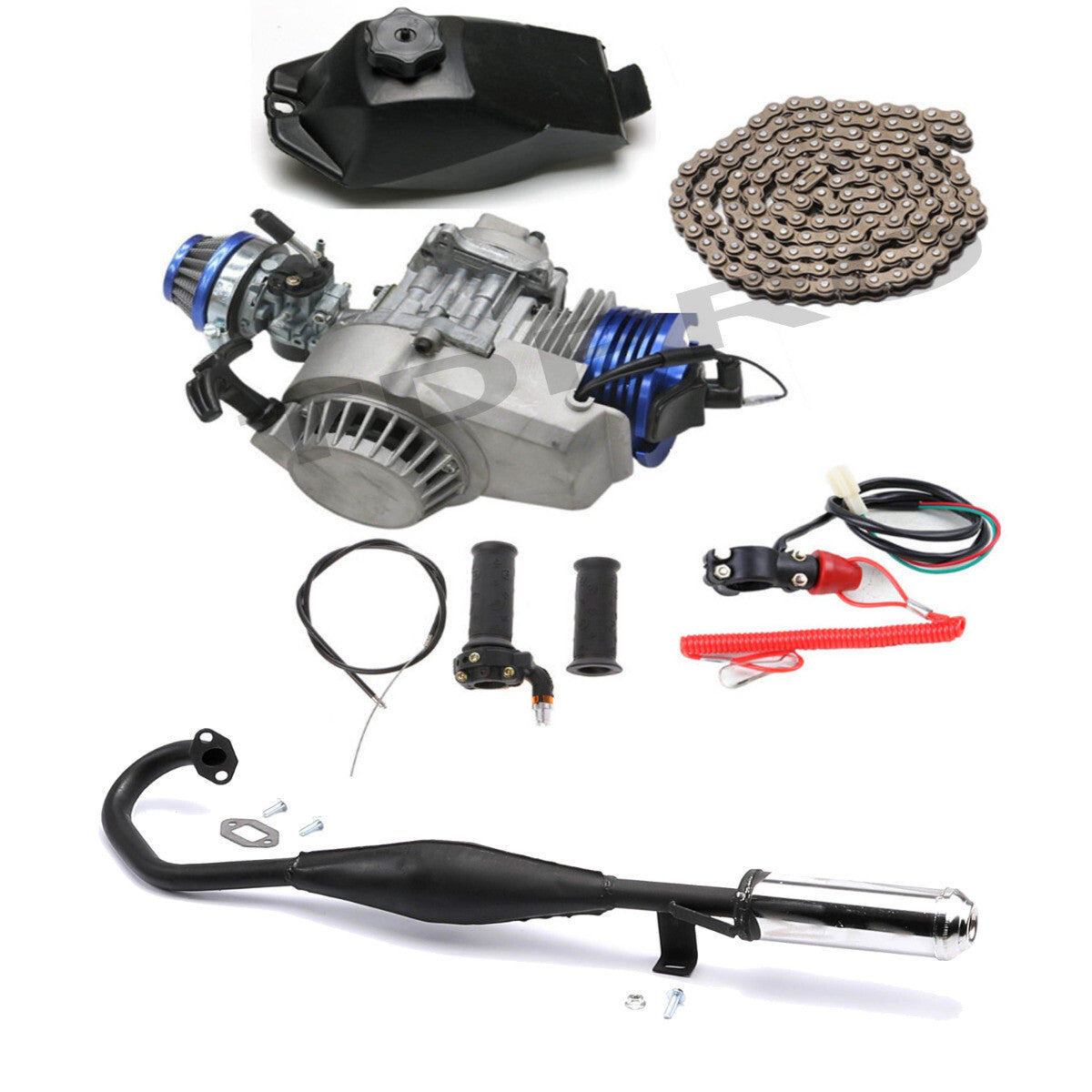 Racing Big Bore 2 Stroke 49cc 50cc Engine Motor Exhaust Kit Scooter Bicycle ATV