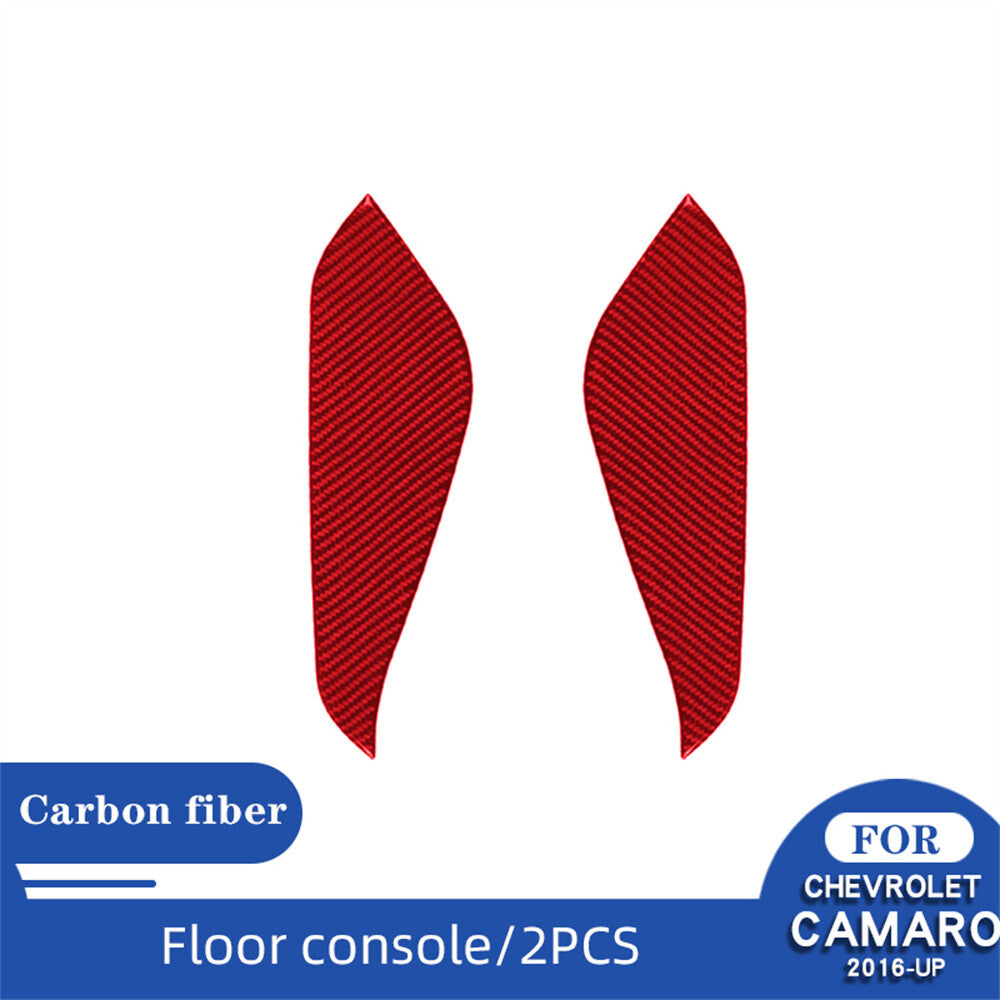 Red Carbon Fiber Central Gear Shift Side Panel Trim for Chevrolet Camaro 2016-23