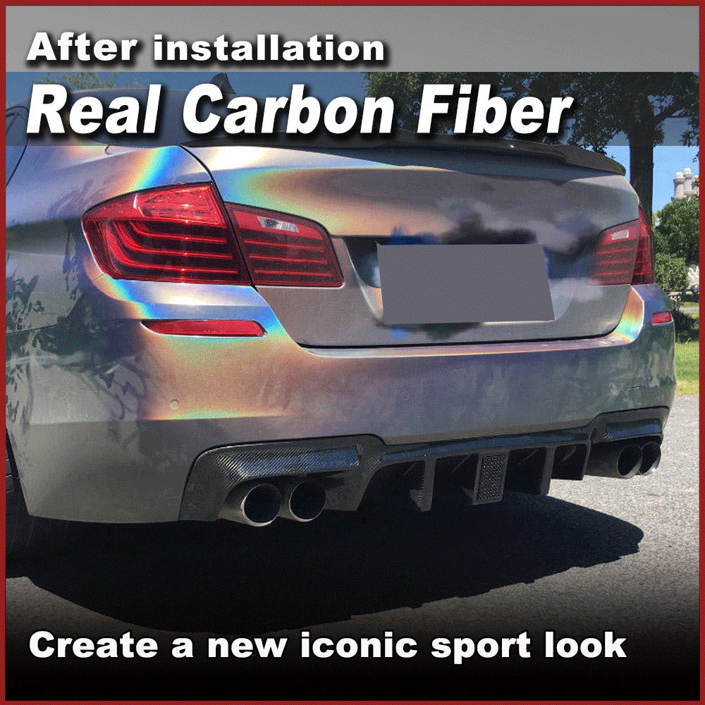 REAL Carbon Rear Diffuser Lip With LED for BMW 5 Series F10 M Sport Bumper 10-16