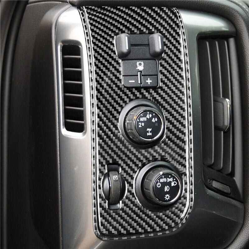 2014-18 Carbon Fiber Headlight Switch Panel Trim for Chevy Silverado for GMC SAW