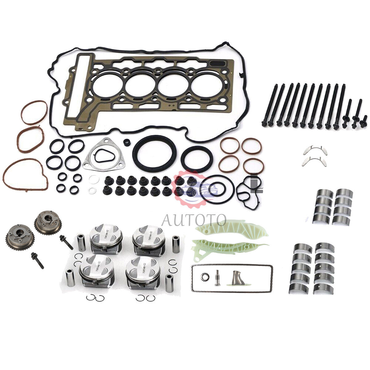 N12 N16 Engine Rebuild Kit - Timing Chain Kit PISTON RING Fits for Mini Cooper