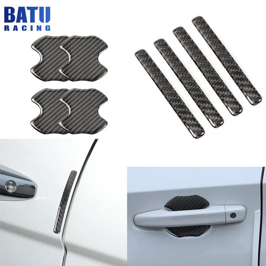 8X Car Door Handle Bowl Protective Film Carbon Fiber Sticker Strips Anti-Scratch