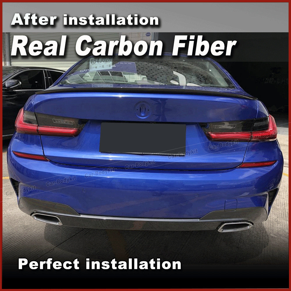 REAL CARBON Rear Trunk Spoiler Boot Wing Lip for BMW 3 Series G20 Sedan 2019-20