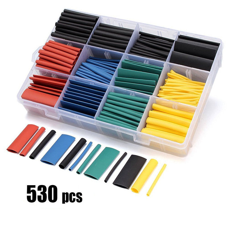 530x 2:1 Heat Shrink Tubing Tube Sleeving Car Wrap Cable Wire Storage Case Kit