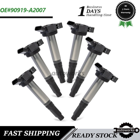 6PCS 90919-A2007 Ignition Coil for Toyota for Camry for Lexus RX350 I4 V6 V8 2005-2022