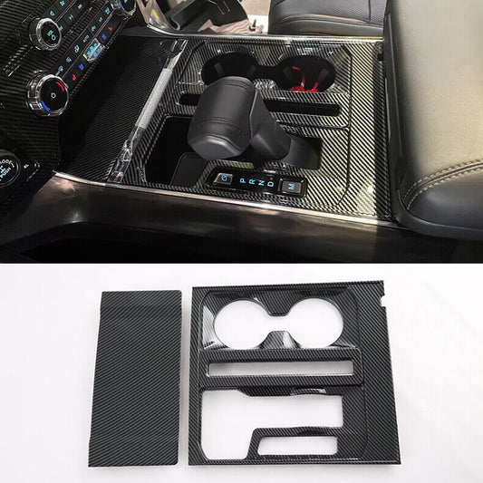 for Ford F150 F-150 2021-23 Carbon Fiber ABS Console Gear Shift Box cover Trim2