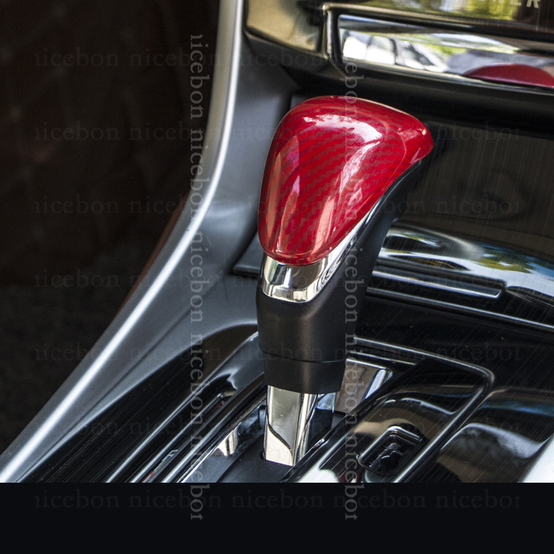 for Honda Accord 2014-2017 Red Carbon Fiber Car Gear Shift Knob Cover Head Trim