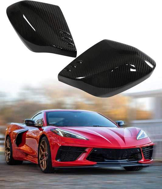 Real Carbon Side Mirror Cover Cap For C8 for Corvette Stingray Z06 Z51 2LT 3LT 20-24