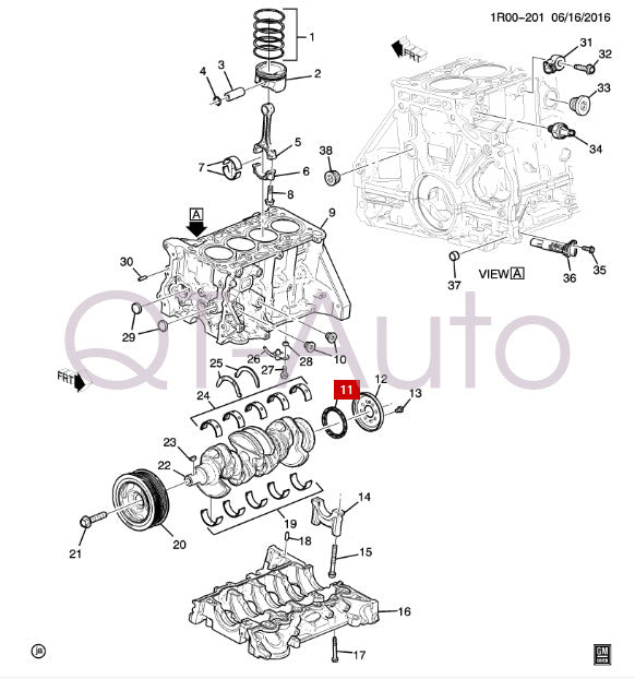 Equipment Manufacturer ( ) specification crankshaft rear main seal 12653685 for Malibu Equinox for Cruze 1.4L and 1.5L engines.