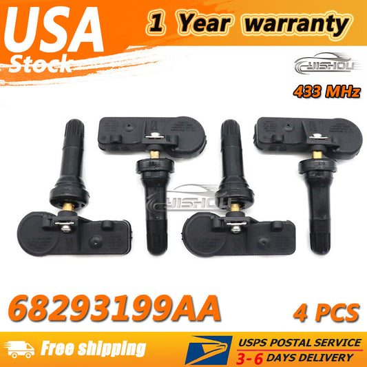 4x 68293199AA TPMS Tire Pressure Monitors Sensor For 2019-22 for Dodge for Ram 1500 DT