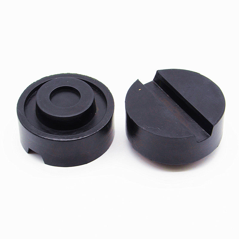 2x Black Rubber Car Truck 6533mm Slotted Frame Rail Floor Jack Disk Pad Adapter
