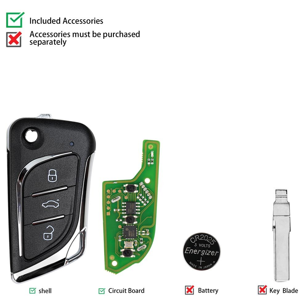 5Pcs Universal Flip Wire Remote Key for Lexus Style 3 Buttons XKLKS0EN HK