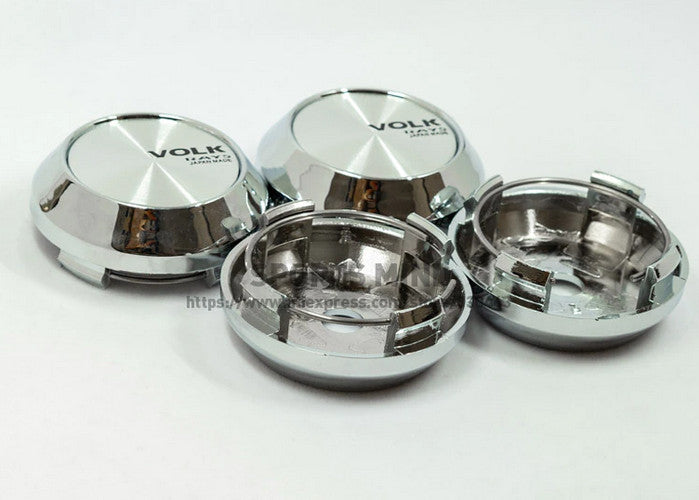 4x64 mm Volk Rays Chrome Edge Cover Decal Badge Wheel Center Hub Cover TE37