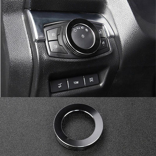 Headlight Control Knob Ring Cover Trim for Ford Explorer 2011-19 Black Aluminum