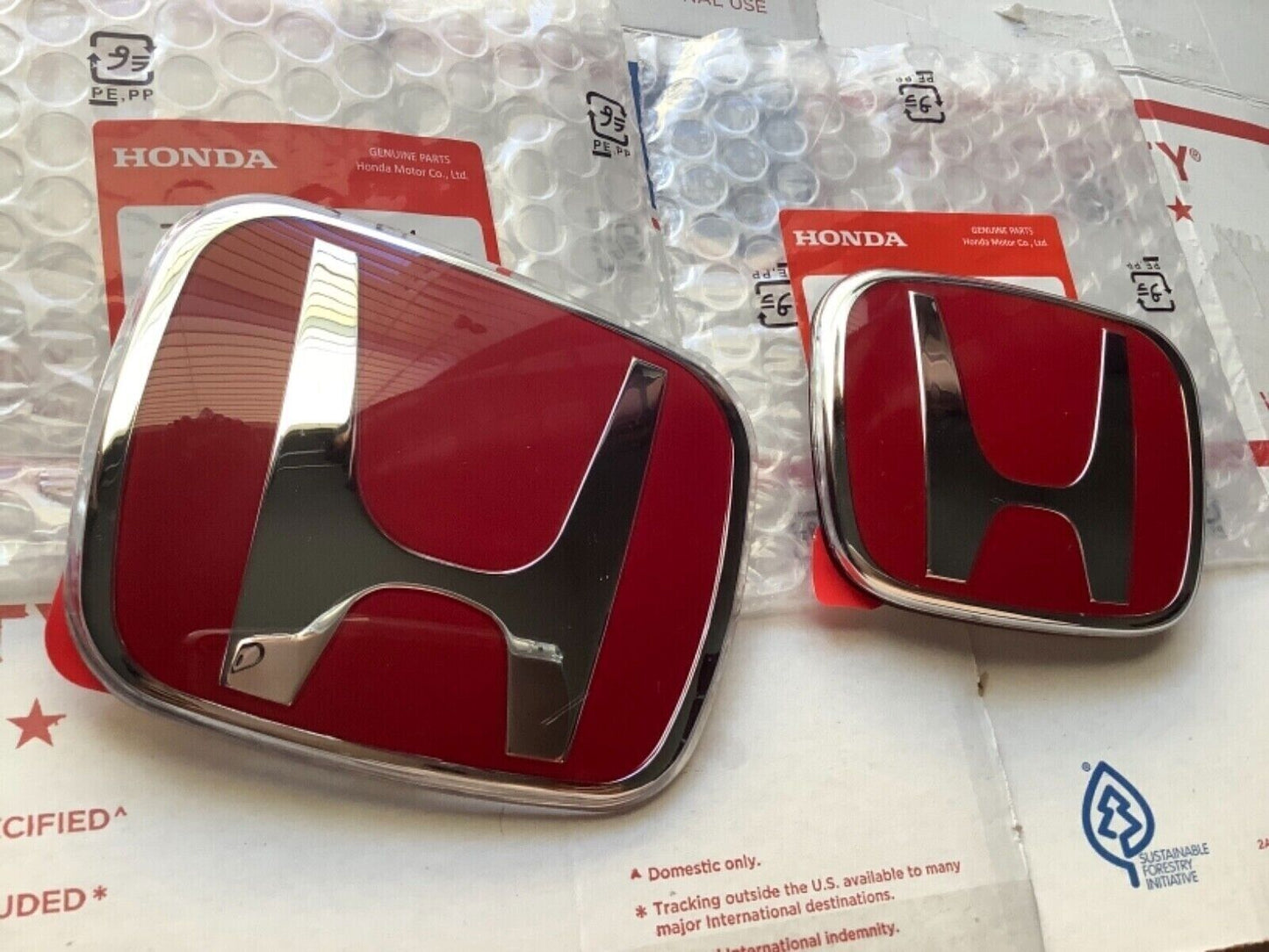 2-Pack Front and Back Badges with Red H Badges Suitable for 2016-2021 for Civic Sedan 4door