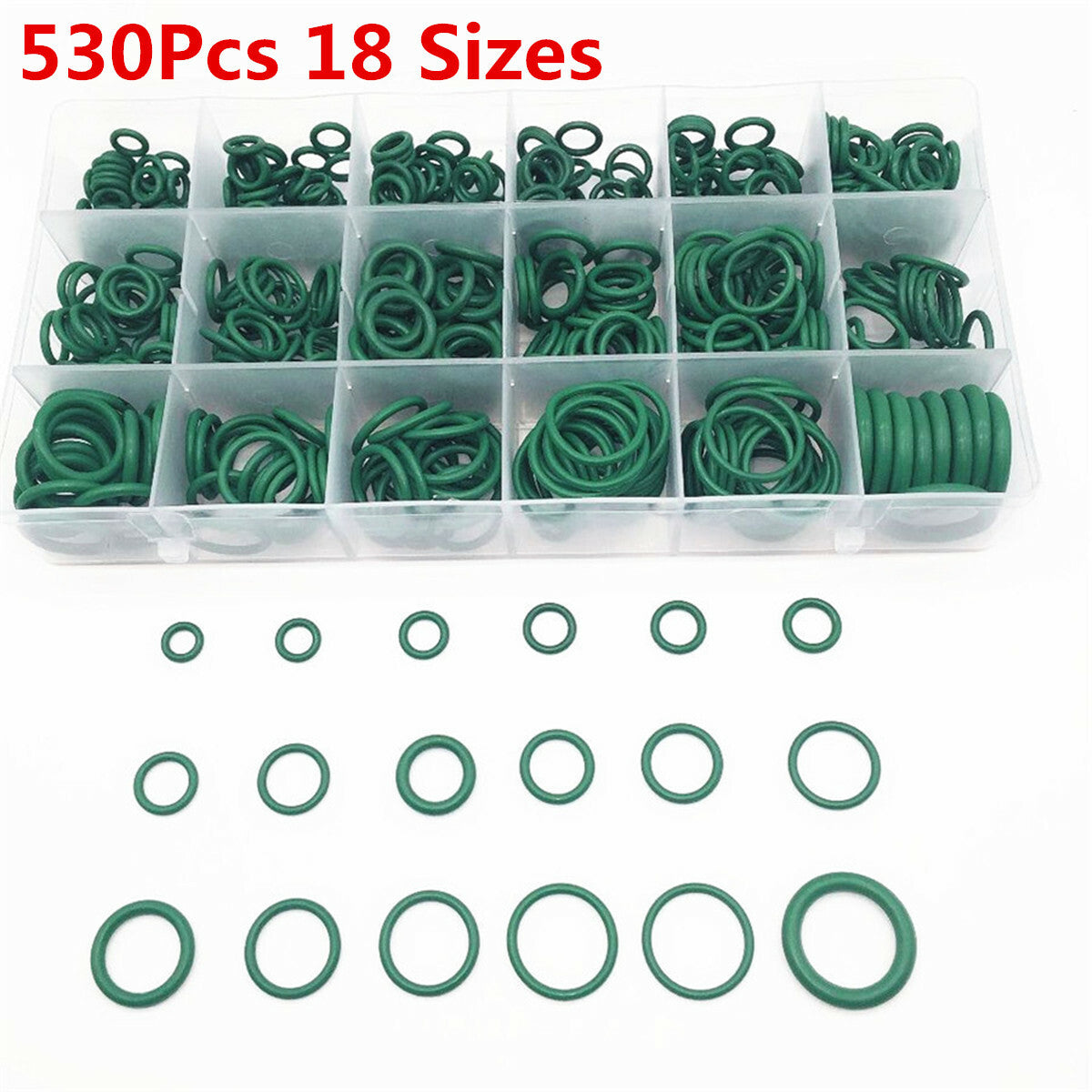 Boxed Mixed 530Pcs Car Air Conditioning O-ring Seal A/C Gaskets Green Accessory