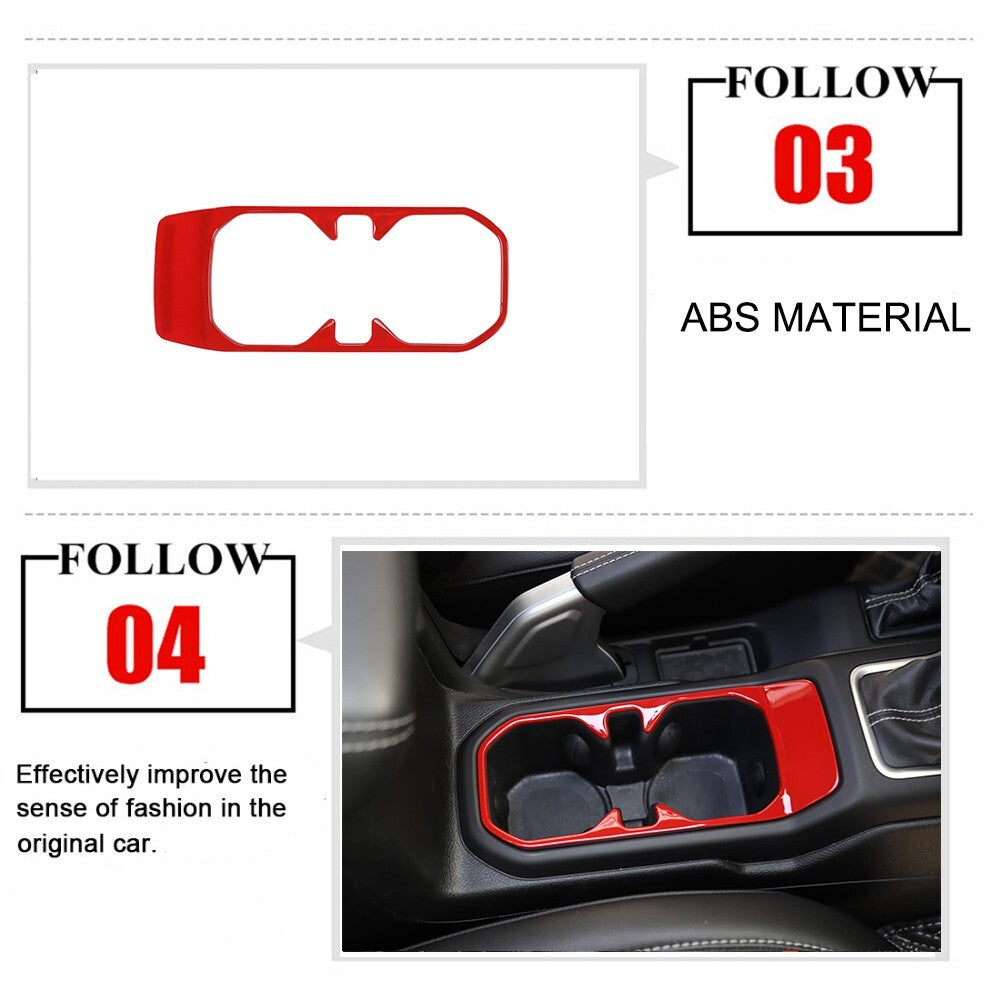 Red ABS Front Water Cup Holder Cover Trim Decor for Jeep for Wrangler JL 2018-2023
