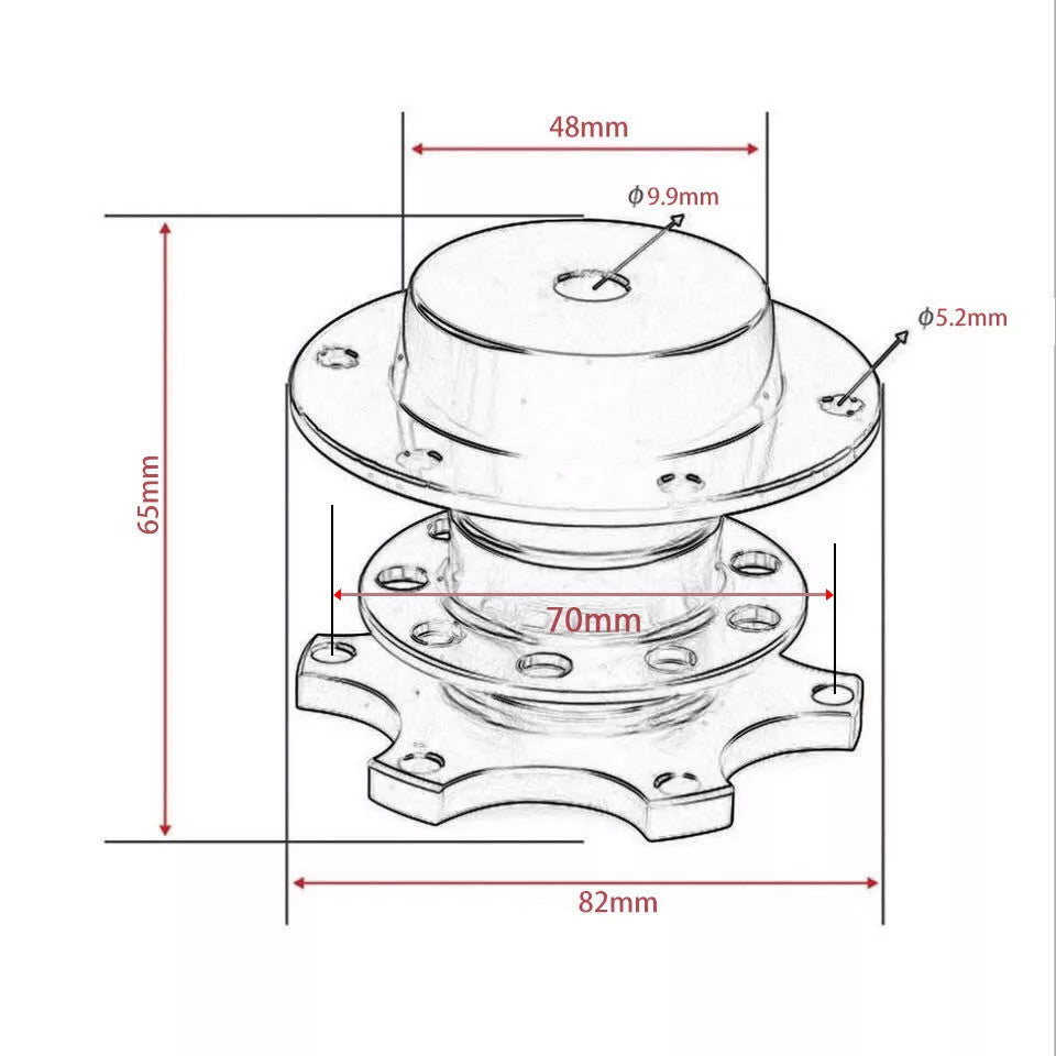 Universal Steering Wheel Quick Release Hub Adapter 6 Hole Snap Off Boss Silver