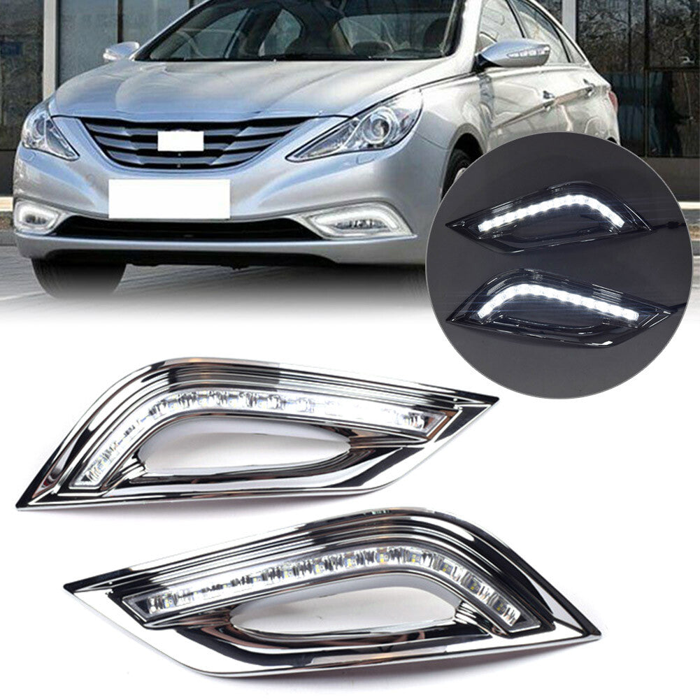 LED DRL daytime running lights, turn signals, and fog lights are suitable for Hyundai Sonata models from 2011 to 2014.