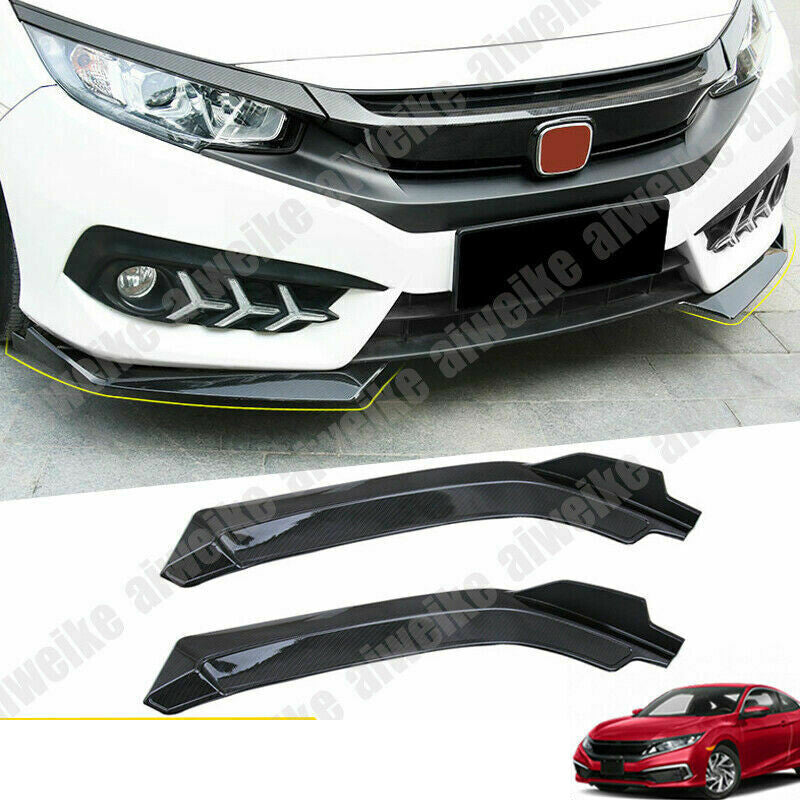 for Honda for Civic 2016-21 Carbon Fiber Front Bumper Lip Diffuser Splitter Spoiler