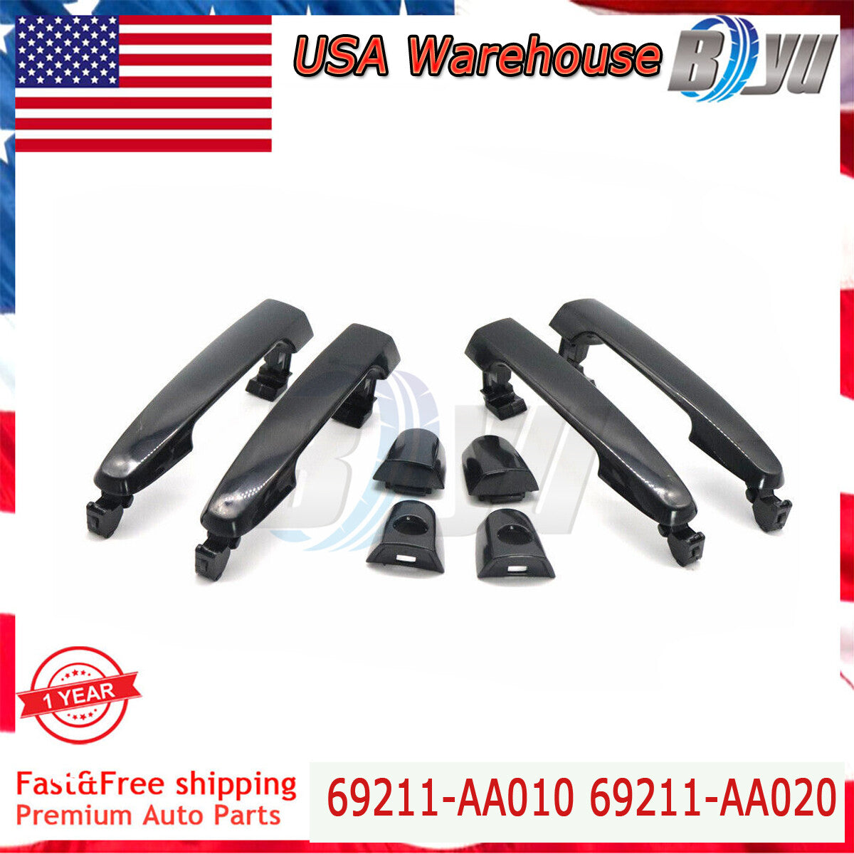 4X New Front Rear Left Right Black Door Handle for Toyota for Corolla Matrix 03-08