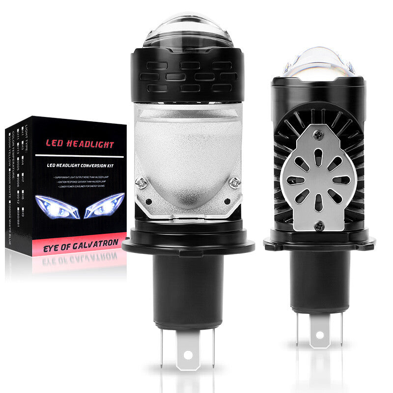 H4 for Mini Bi-LED Projector Lens 100W LED Headlight Bulbs Kit Hi-Low Retrofit LHD