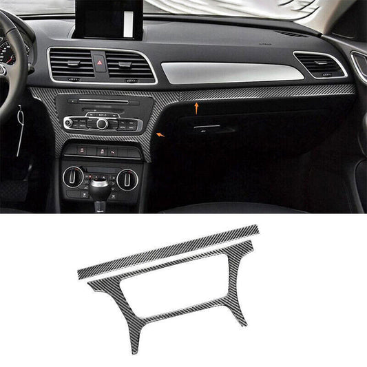 for Audi Q3 2015-2018 Real Carbon Fiber Central Console Dashboard Strip Trim 2P
