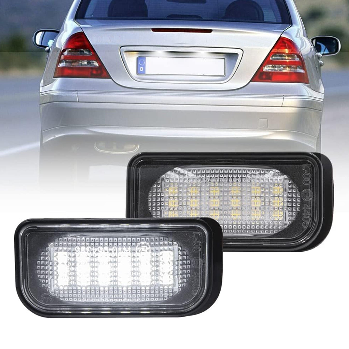 2PCS LED License Plate Lights Lamp for Mercedes W203 CLK C209 W209 A209 SL R230