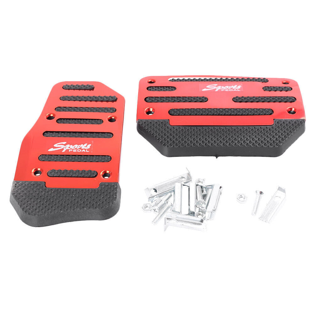 Manual Brake Footrests Sport Foot Pedals Set Aluminum Anti-slip Red Car Red Auto